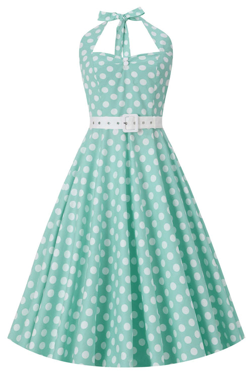 Daisy Mint Green Polka Dot Halter Dress