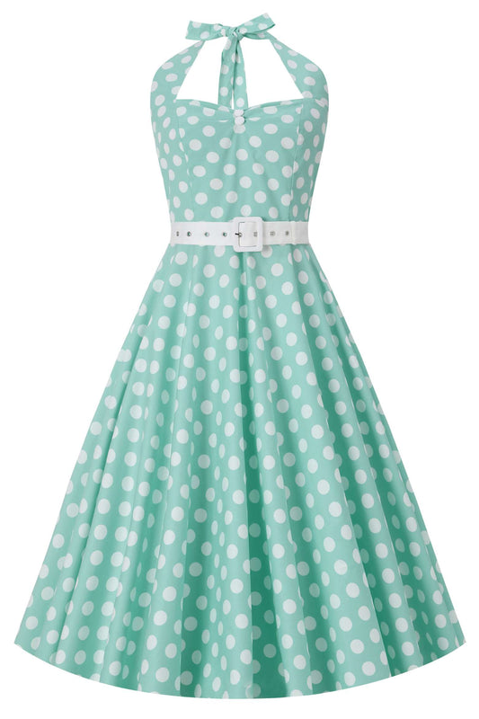 Daisy Mint Green Polka Dot Halter Dress