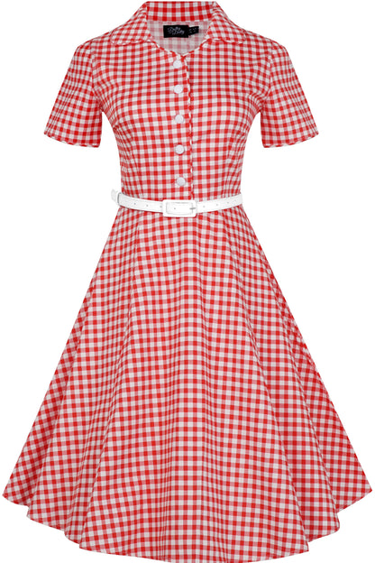 Penelope Rockabilly Red Gingham Shirt Dress