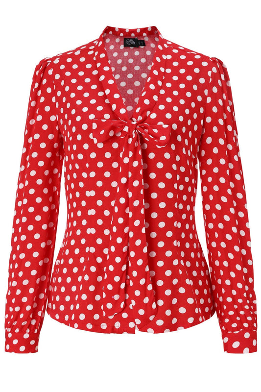 Margaret Retro Red Polka Dot Blouse