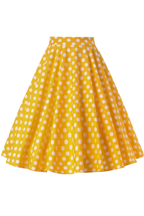 Maisie Yellow Polka Dot Full Circle Midi Skirt