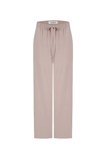 Gemma Straight Leg Tie Waist Pants Blush