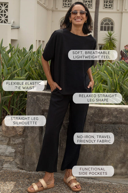 Gemma Straight Leg Tie Waist Pants Blush