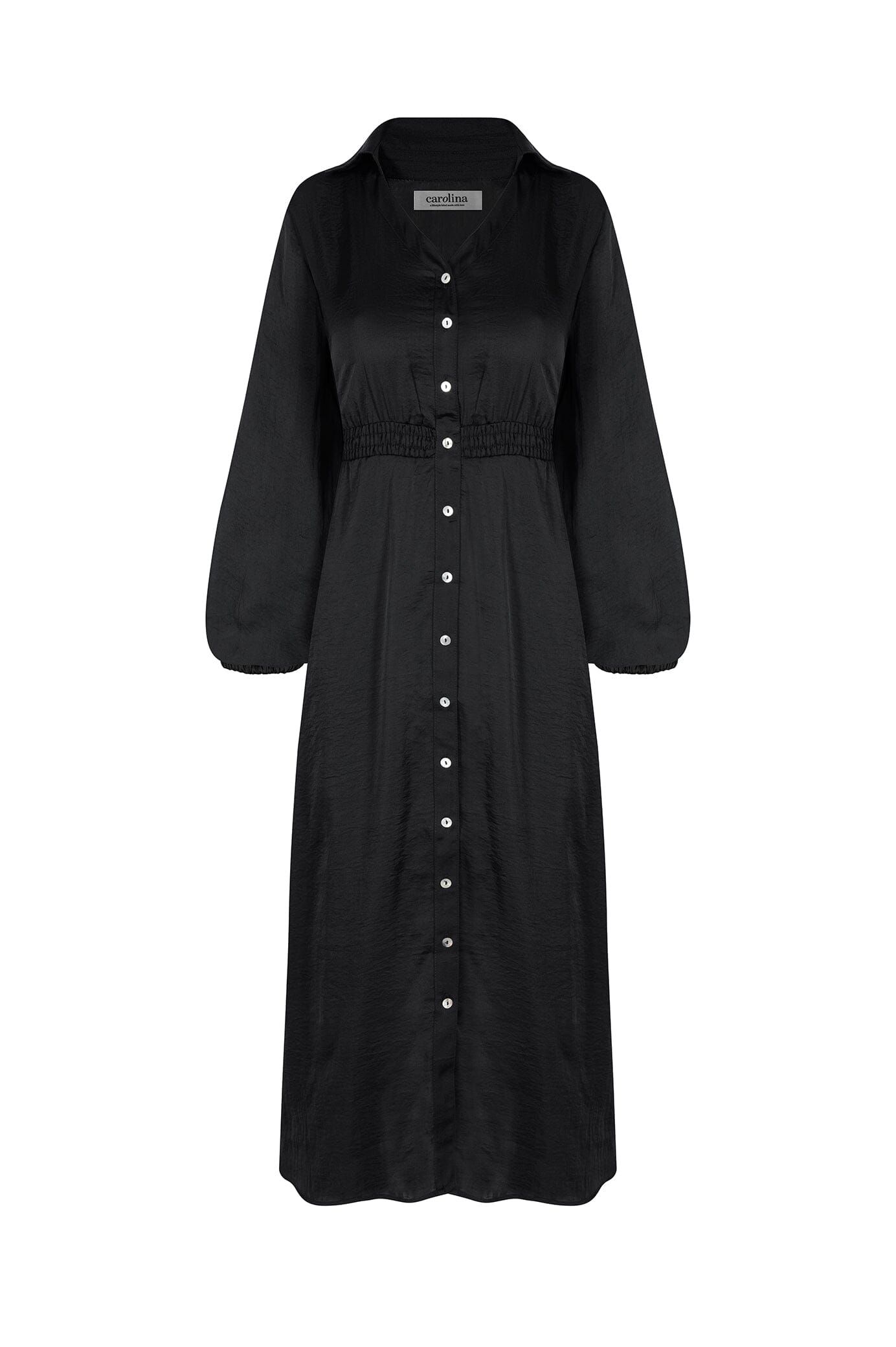 Georgina Long Sleeve Dress Black with Collar