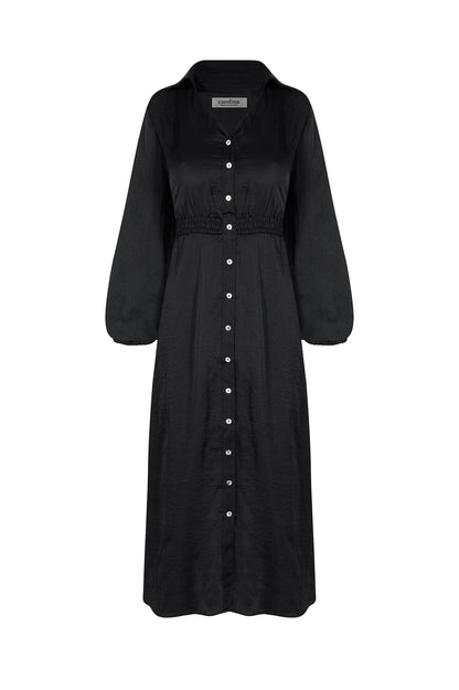 Georgina Long Sleeve Dress Black with Collar