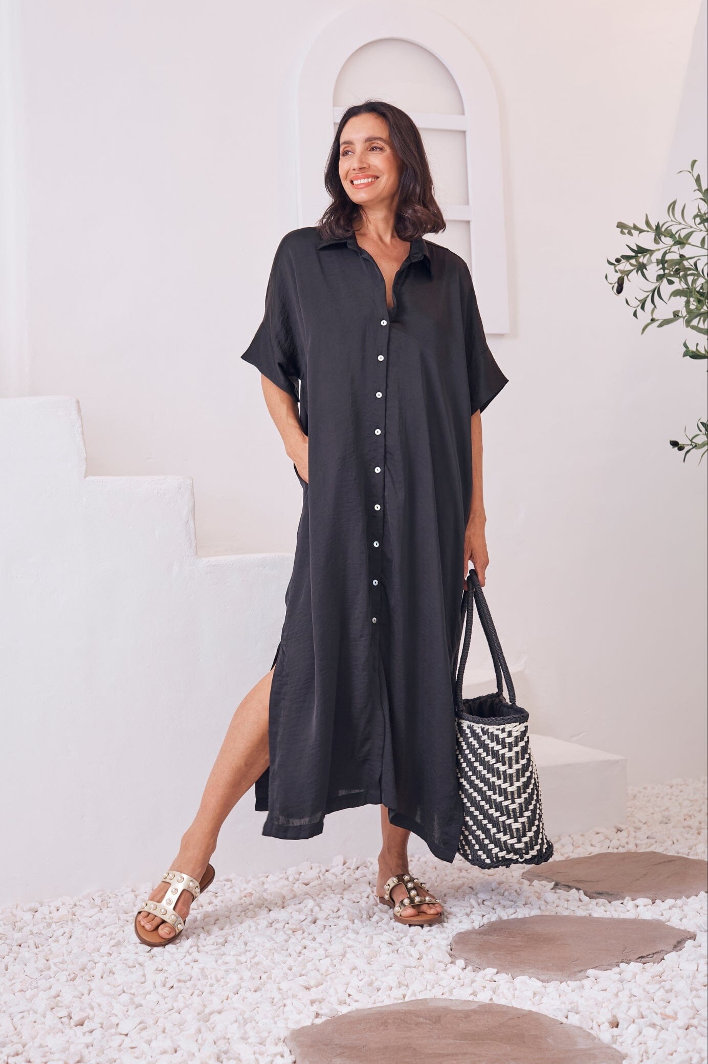 Giselle Collared Dress Black