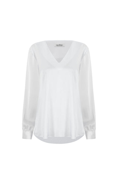 Hannah Long Sleeve Top White