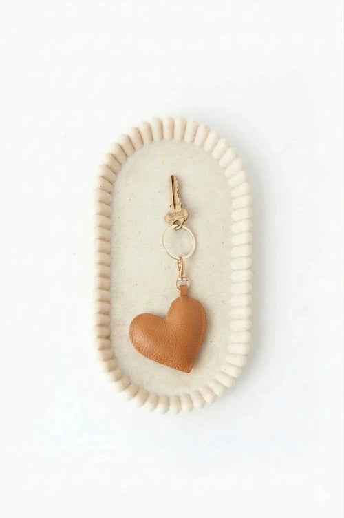 Heart Keyring Soft Leather Tan