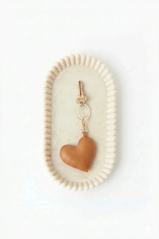 Heart Keyring Soft Leather Tan