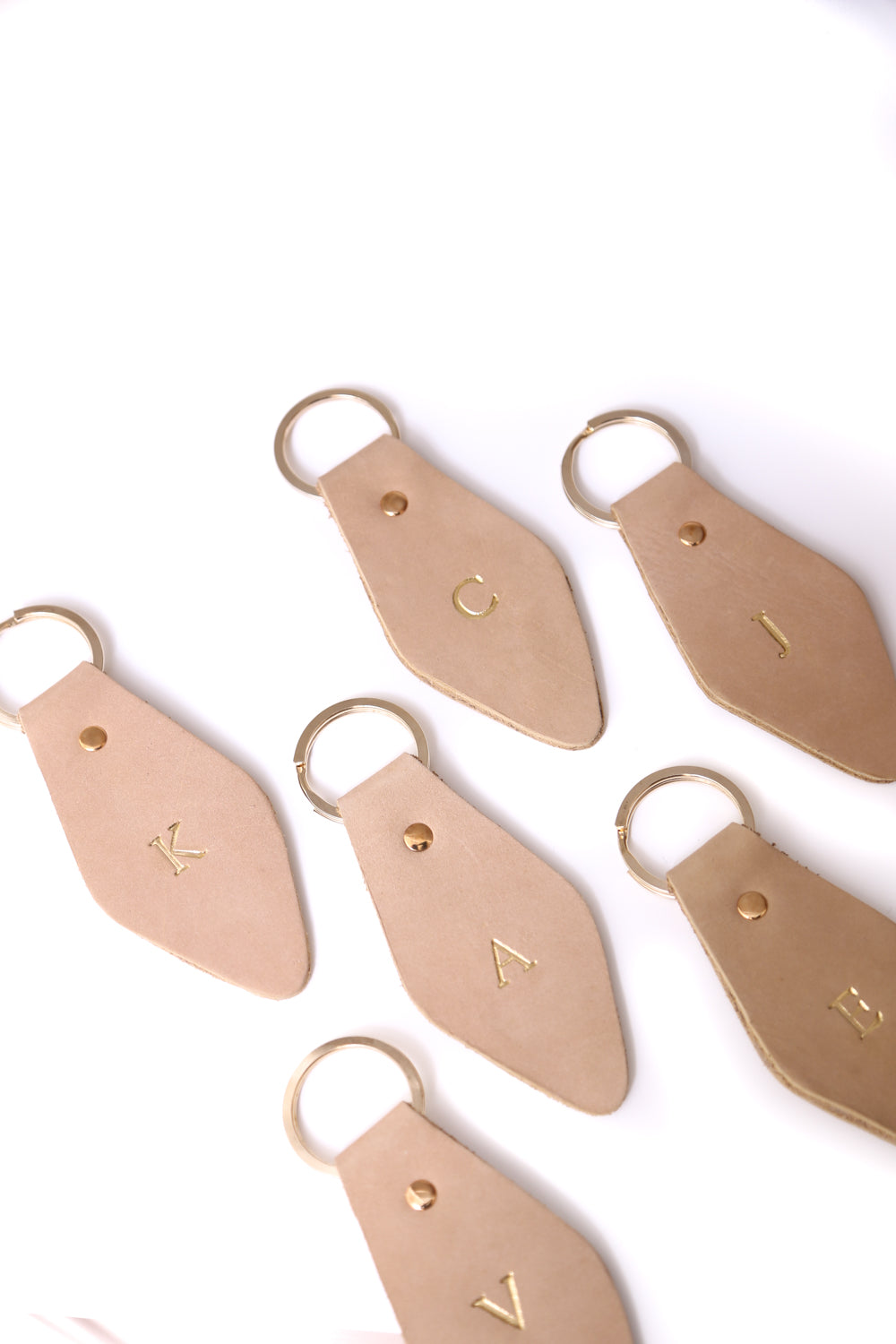 Diamond Leather Keyring Nude
