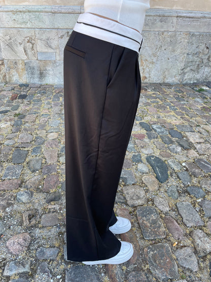 Maddie pants with reverse waistband - Black