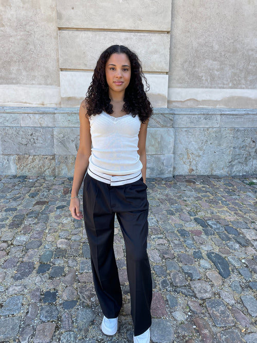 Maddie pants with reverse waistband - Black