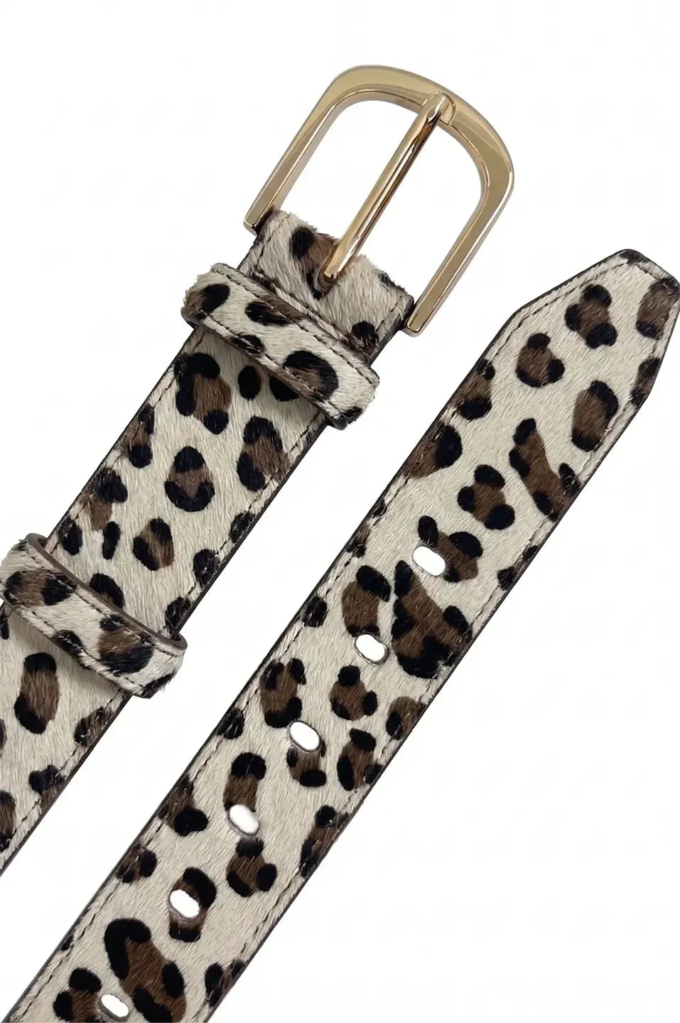 Jeans Belt Black and Almond Leopard Cowhide