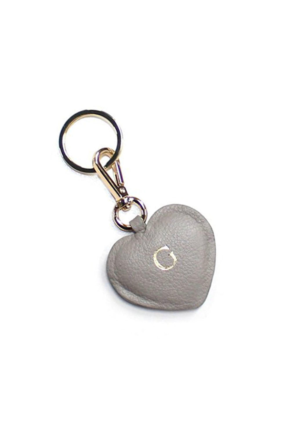 Heart Leather Keyring Grey