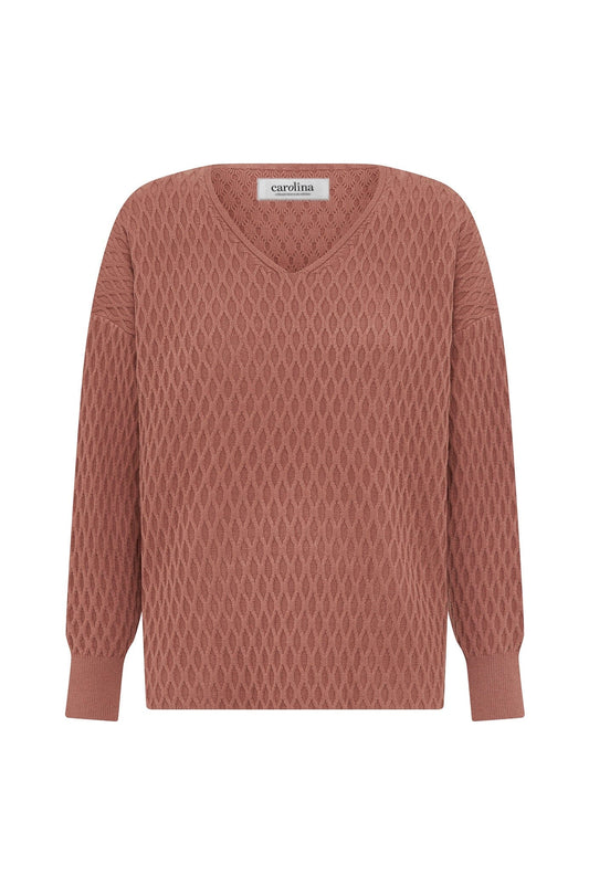 Kayla V-Neck Jumper Blush
