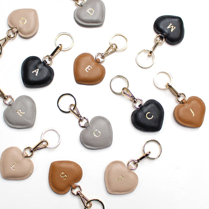Heart Leather Keyring Grey