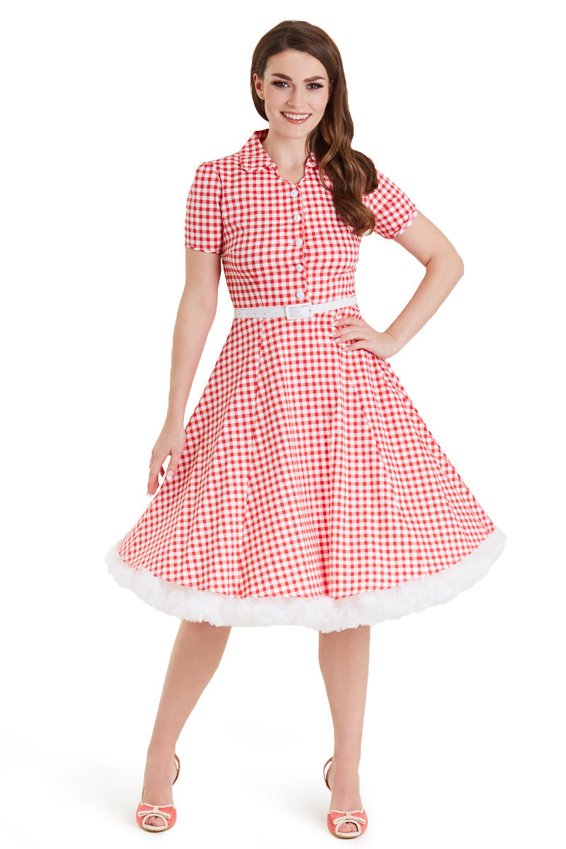 Penelope Rockabilly Red Gingham Shirt Dress