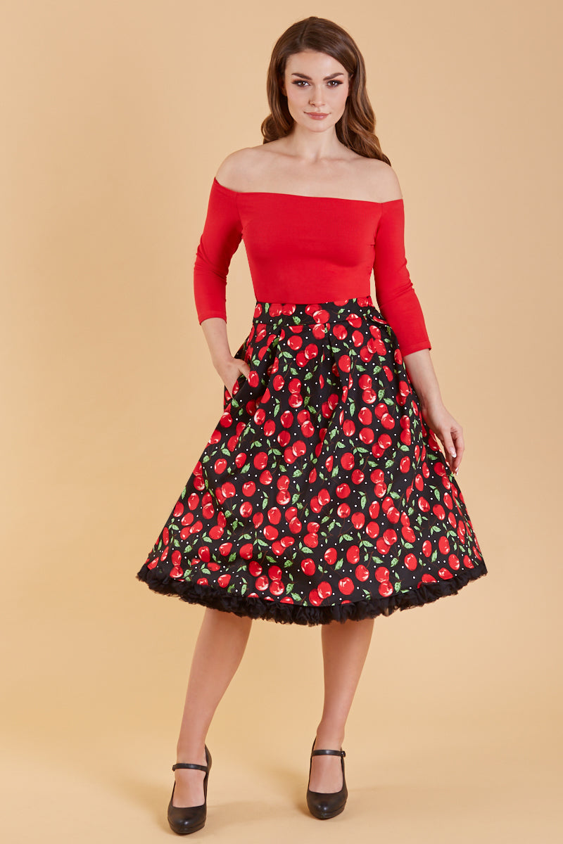 Carolyn Retro Cherry Swing Skirt