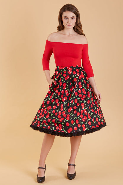 Carolyn Retro Cherry Swing Skirt