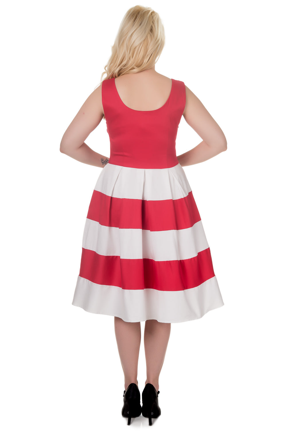 Anna 50's Red/White Striped Swing Dress