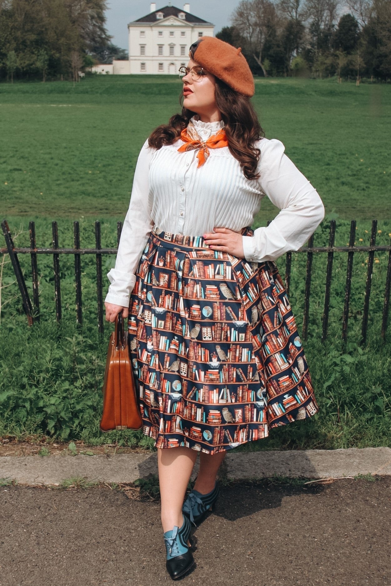 Carolyn Library Book & Owl Box Pleated Skirt