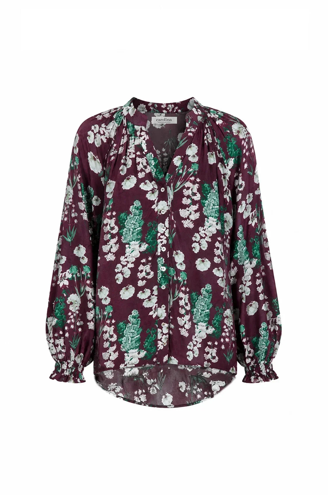Lissy Floral Long Sleeve Top Burgundy