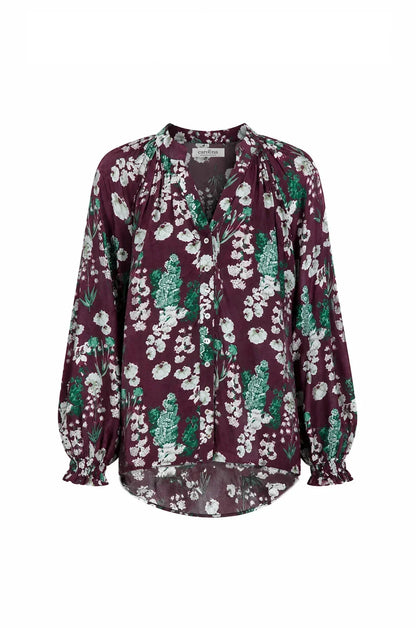 Lissy Floral Long Sleeve Top Burgundy