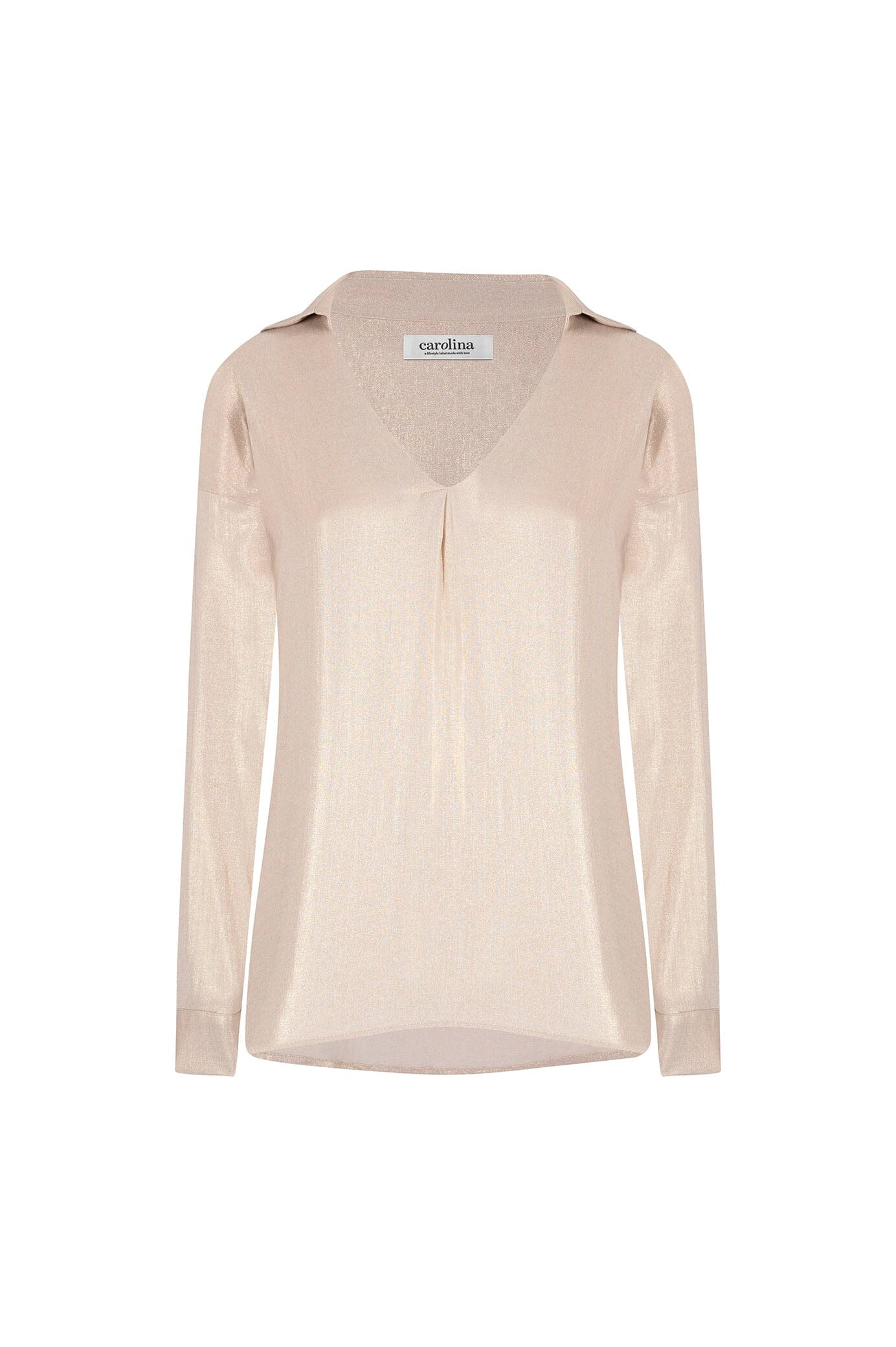 Lynette Collared Long Sleeve Shirt Light Gold