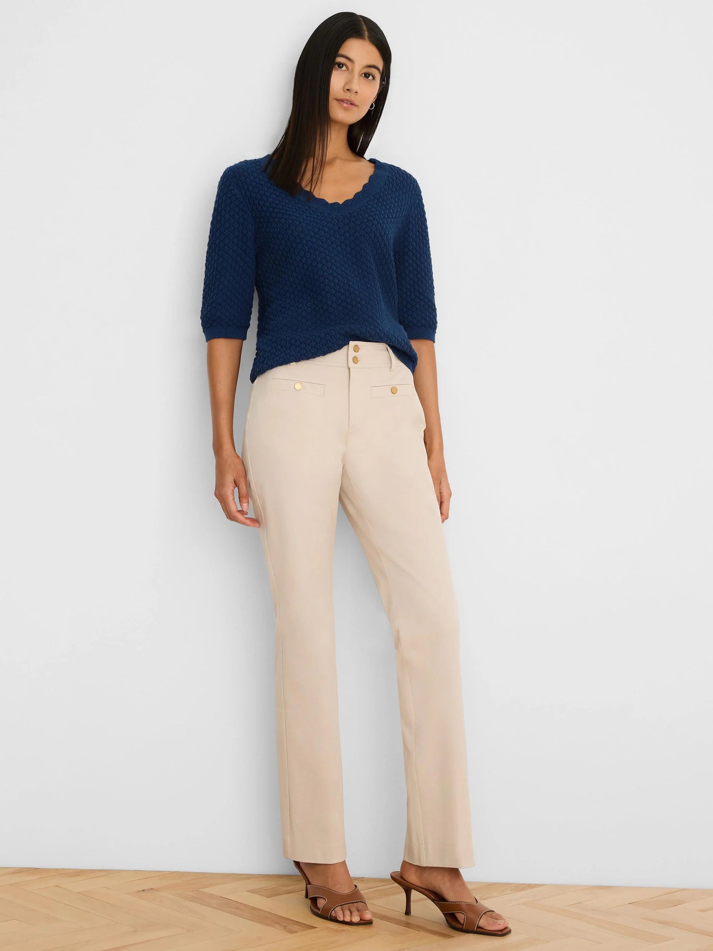 Plaza Demi-Boot Cotton Bi-Stretch Button Pant