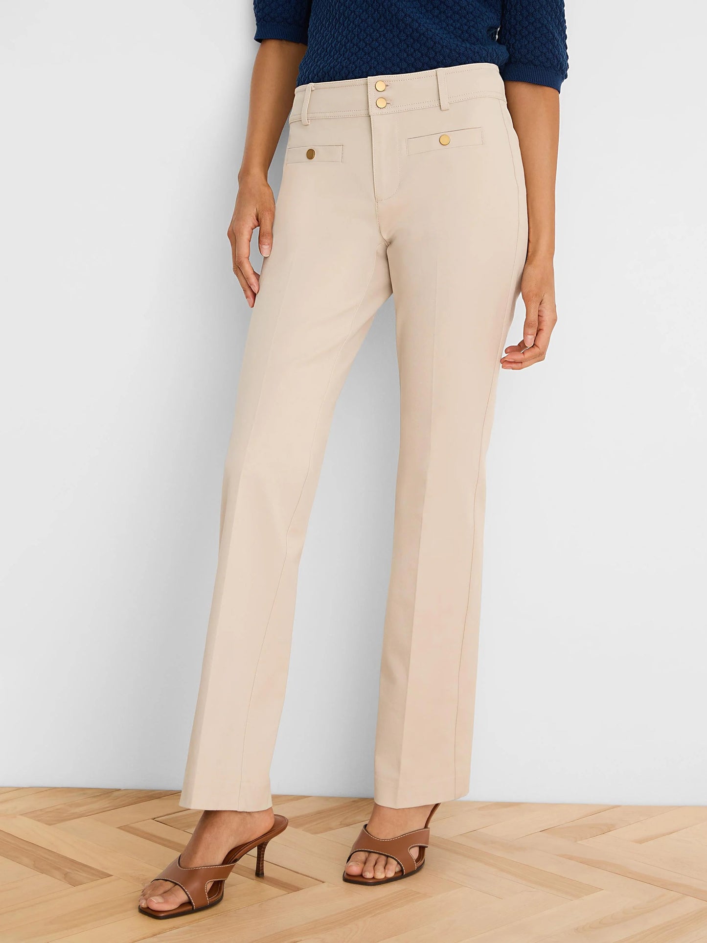 Plaza Demi-Boot Cotton Bi-Stretch Button Pant