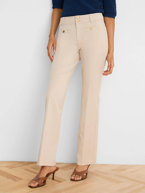 Plaza Demi-Boot Cotton Bi-Stretch Button Pant
