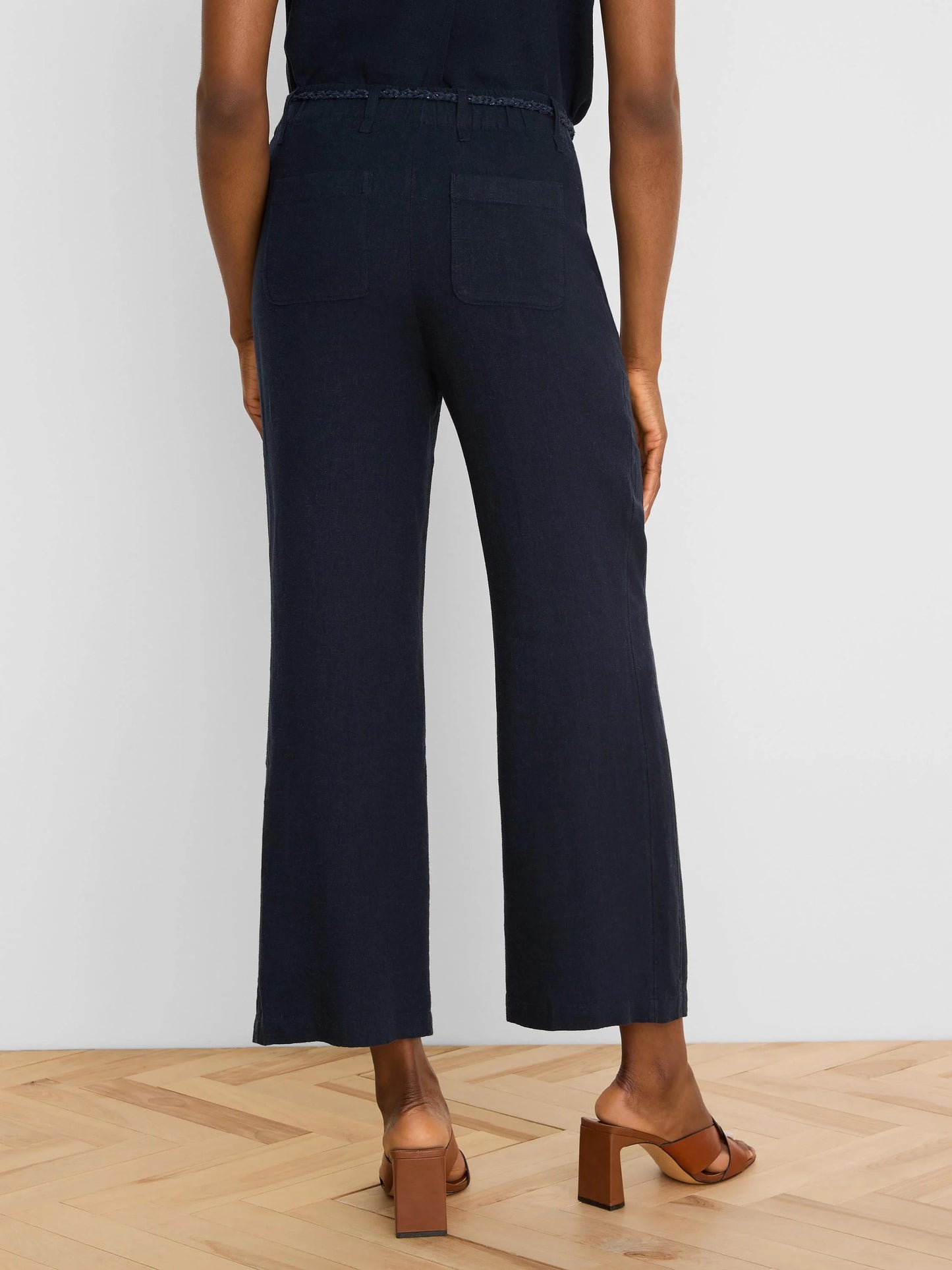 Eliot Wide Leg Rumba Linen Belted Crop Pant