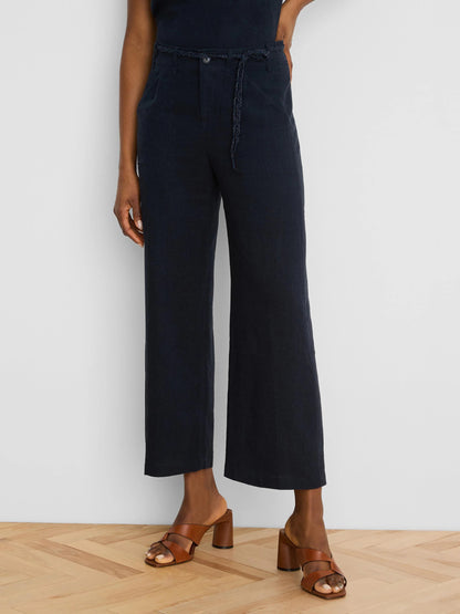 Eliot Wide Leg Rumba Linen Belted Crop Pant