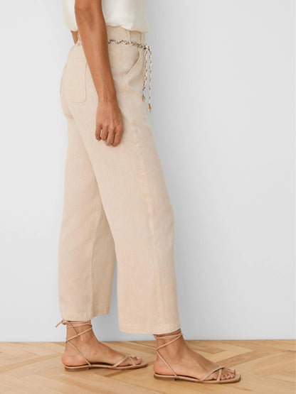 Eliot Wide Leg Rumba Linen Belted Crop Pant