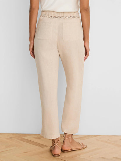 Eliot Wide Leg Rumba Linen Belted Crop Pant