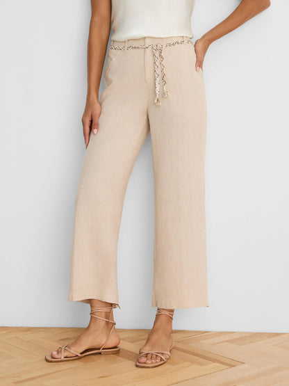 Eliot Wide Leg Rumba Linen Belted Crop Pant