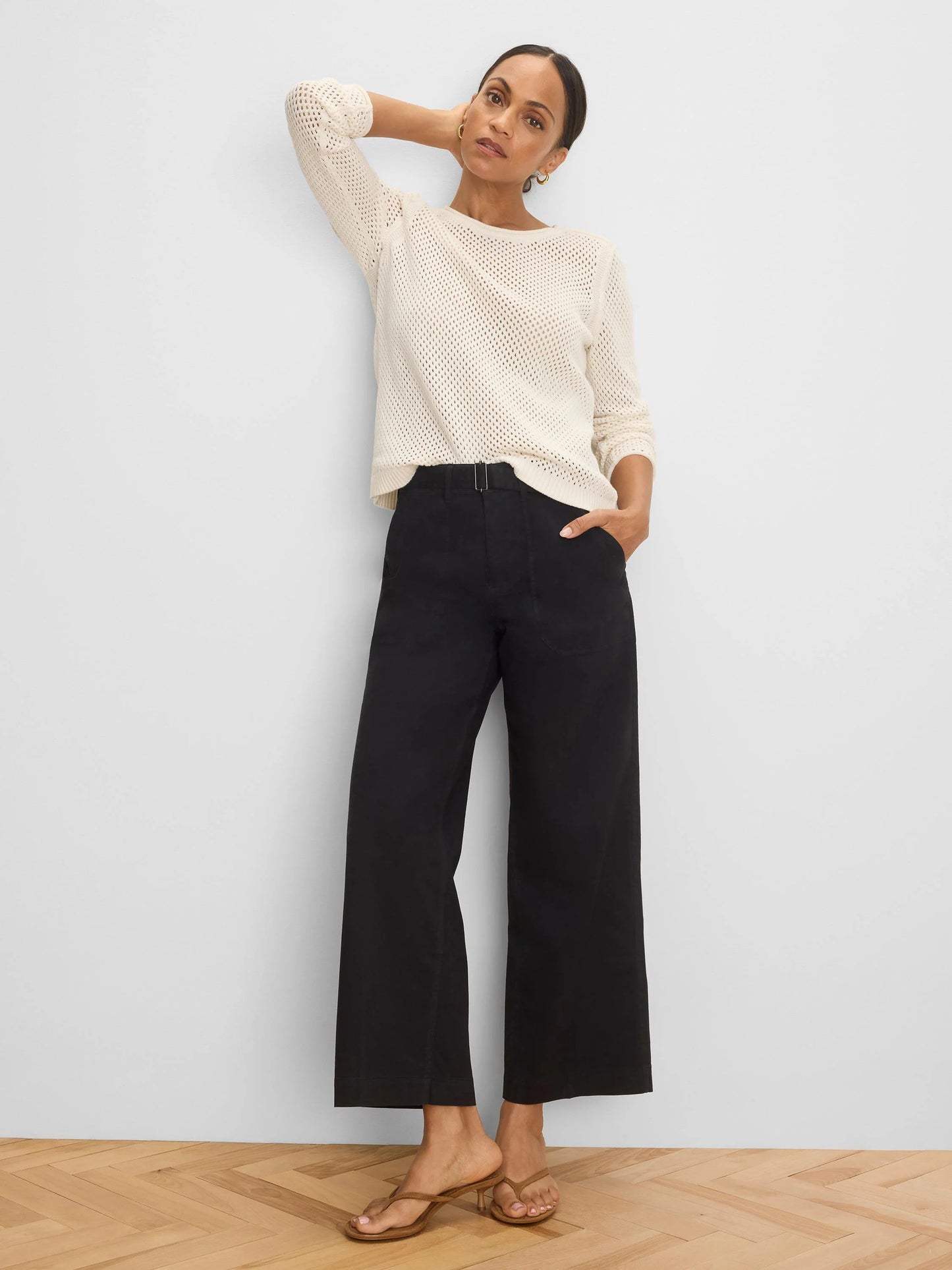 Highland Wide Leg Soft Stretch Belted Ankle Pant
