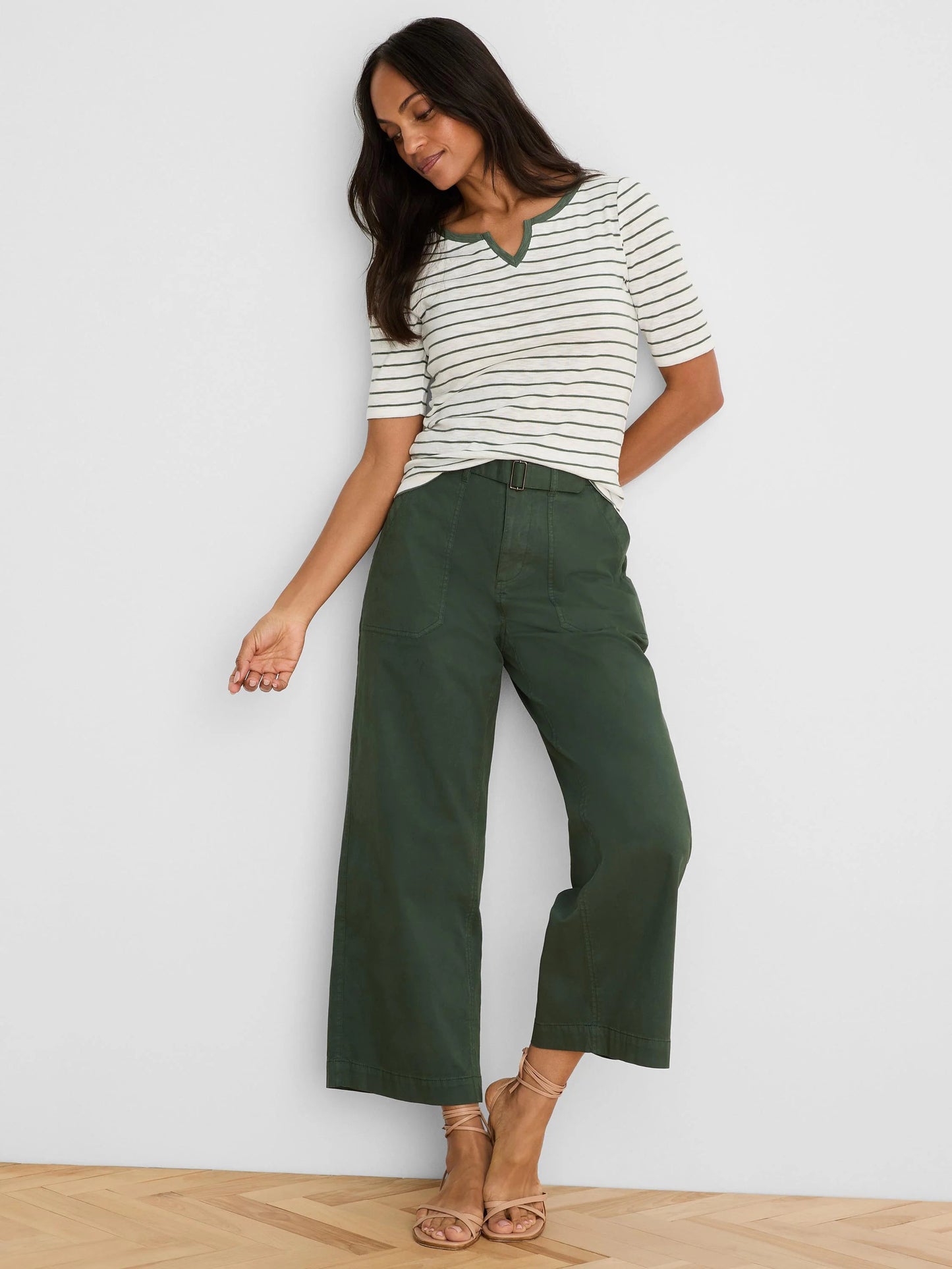 Highland Wide Leg Soft Stretch Belted Ankle Pant