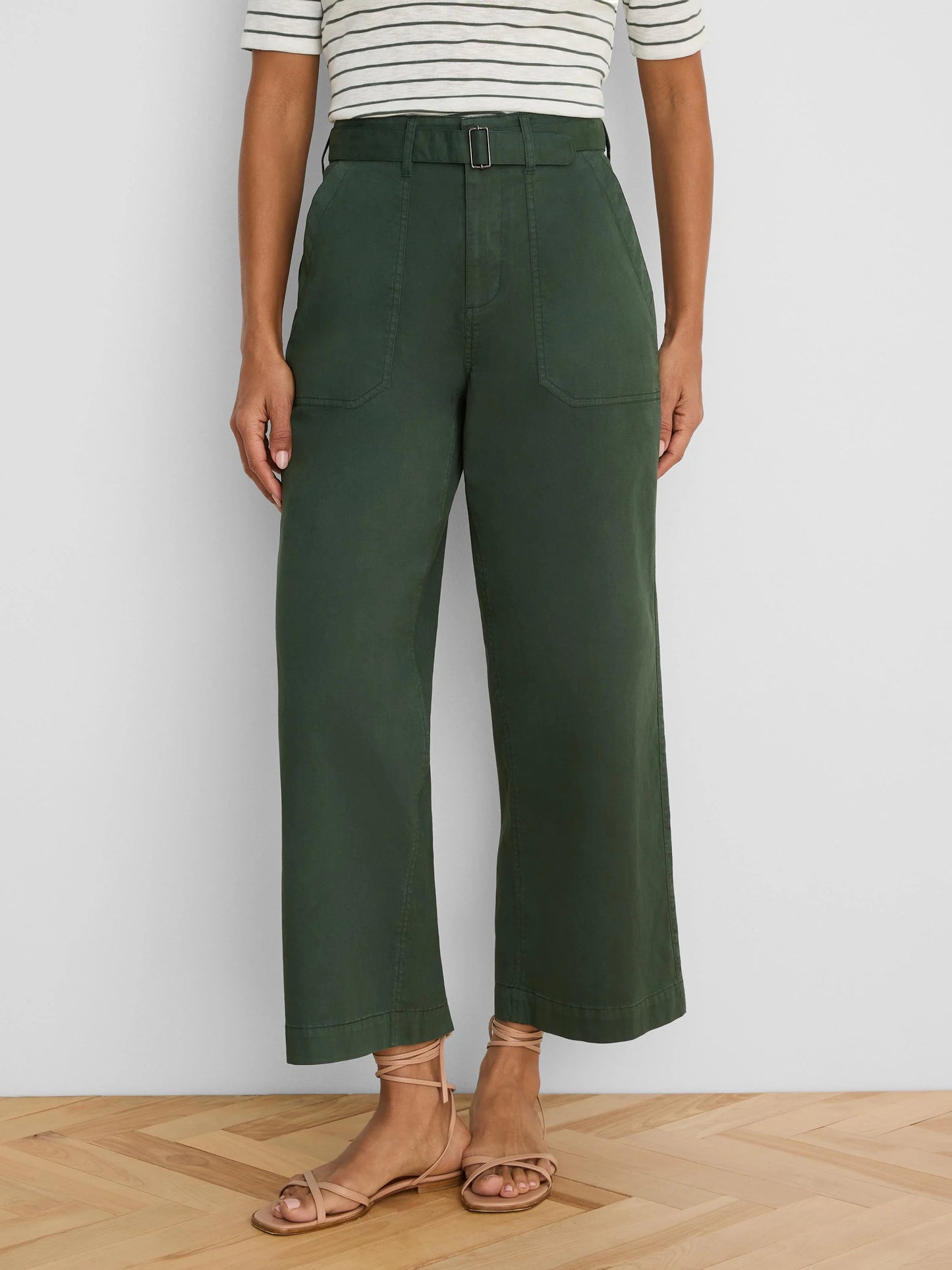 Highland Wide Leg Soft Stretch Belted Ankle Pant