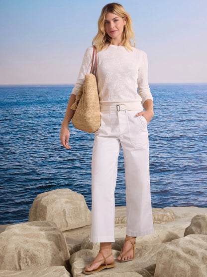 Highland Wide Leg Soft Stretch Belted Ankle Pant