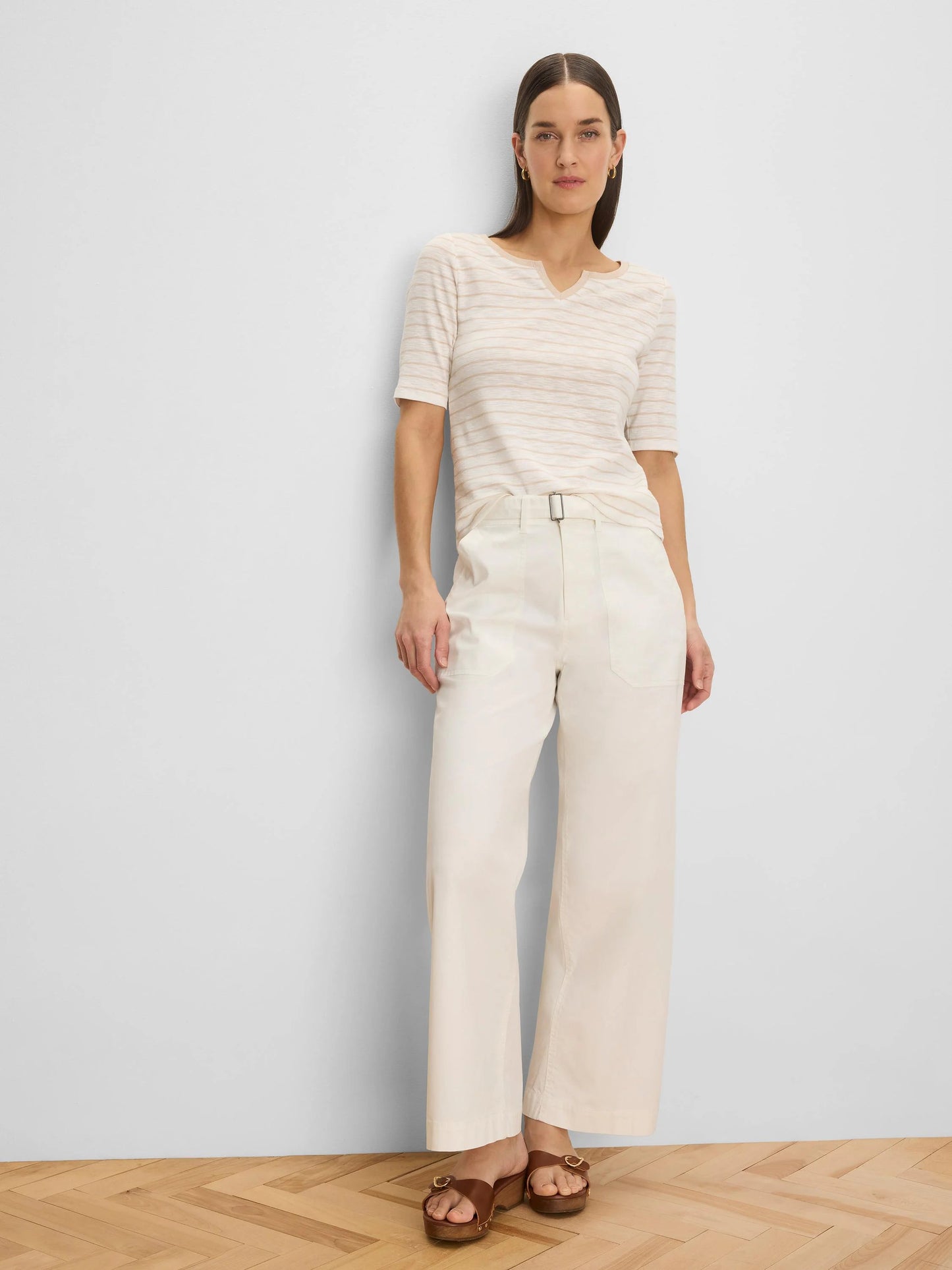 Highland Wide Leg Soft Stretch Belted Ankle Pant