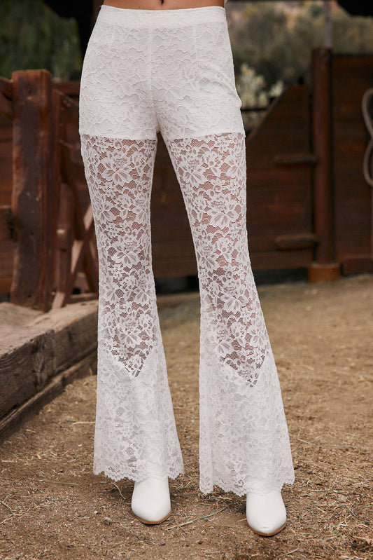 Amari White Lace Pull on Pants