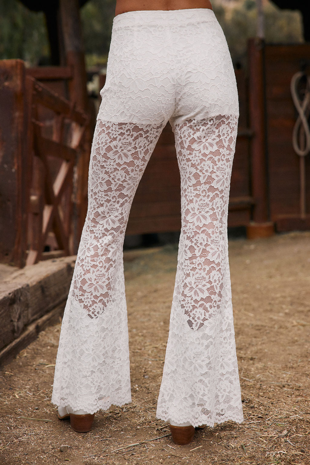 Amari White Lace Pull on Pants