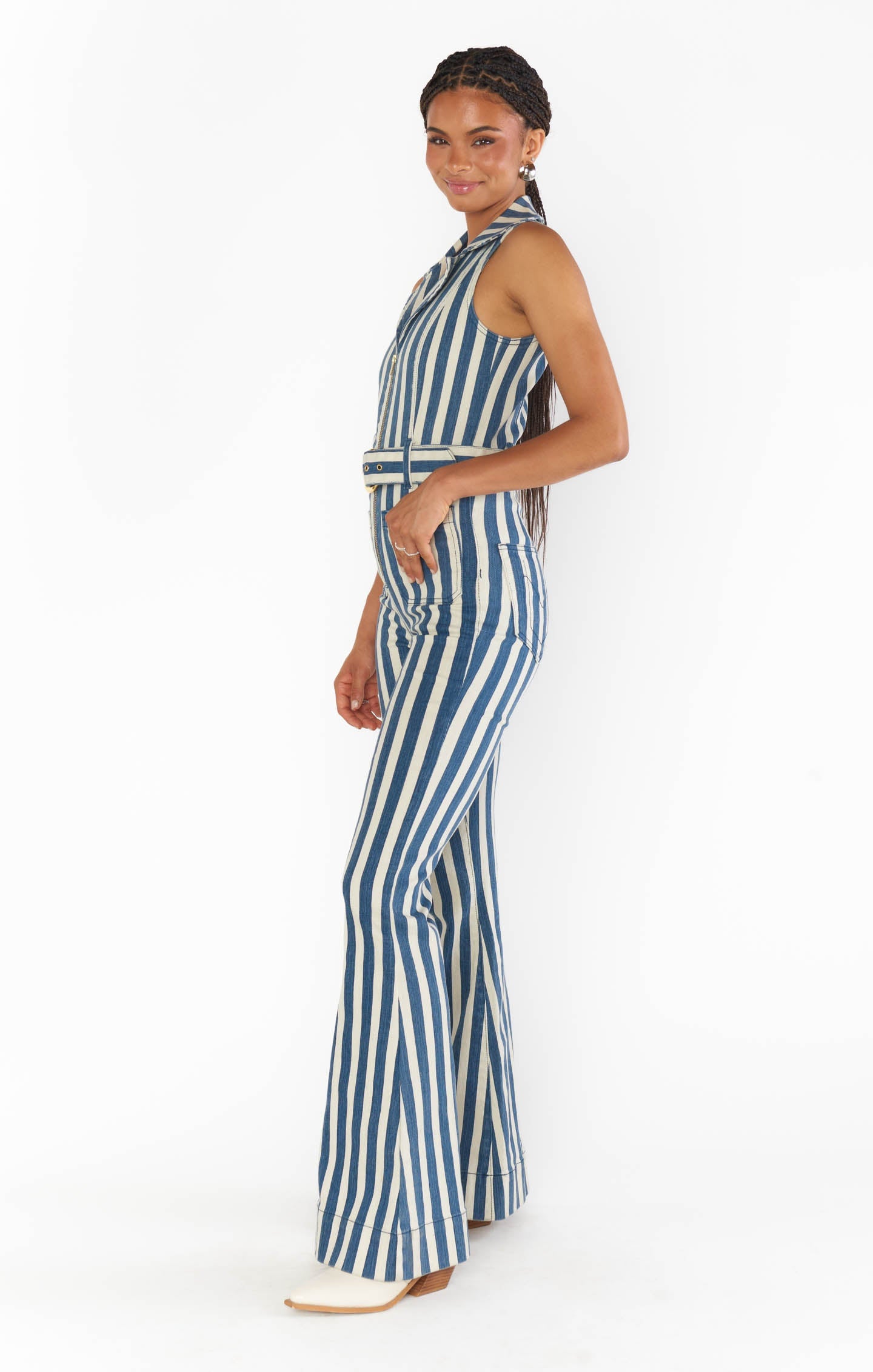 Jacksonville Jumpsuit ~ Sand N Sea Stripe Denim