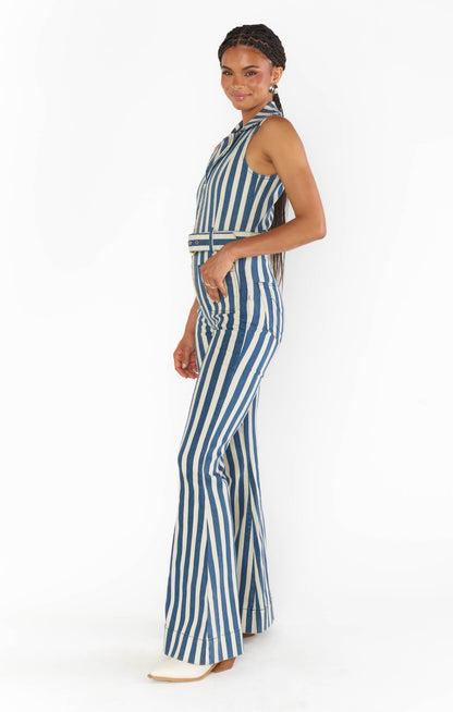 Jacksonville Jumpsuit ~ Sand N Sea Stripe Denim