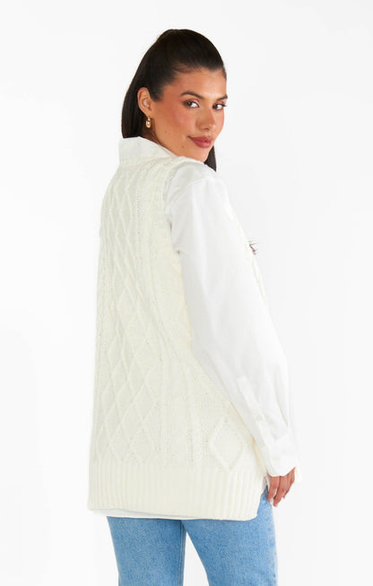 Reid Sweater Vest ~ Cream Cable Knit
