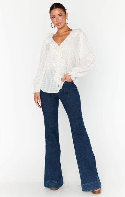 Lydia Ruffle Top ~ White Cotton Voile