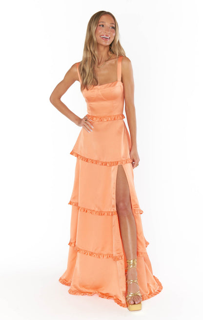 Lady Corset Dress ~ Cantaloupe Luxe Satin
