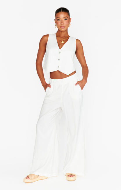 Vicky Vest Top ~ White Linen