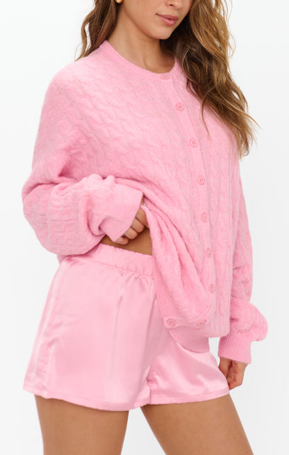 Glam Time Shorts ~ Light Pink Luxe Satin